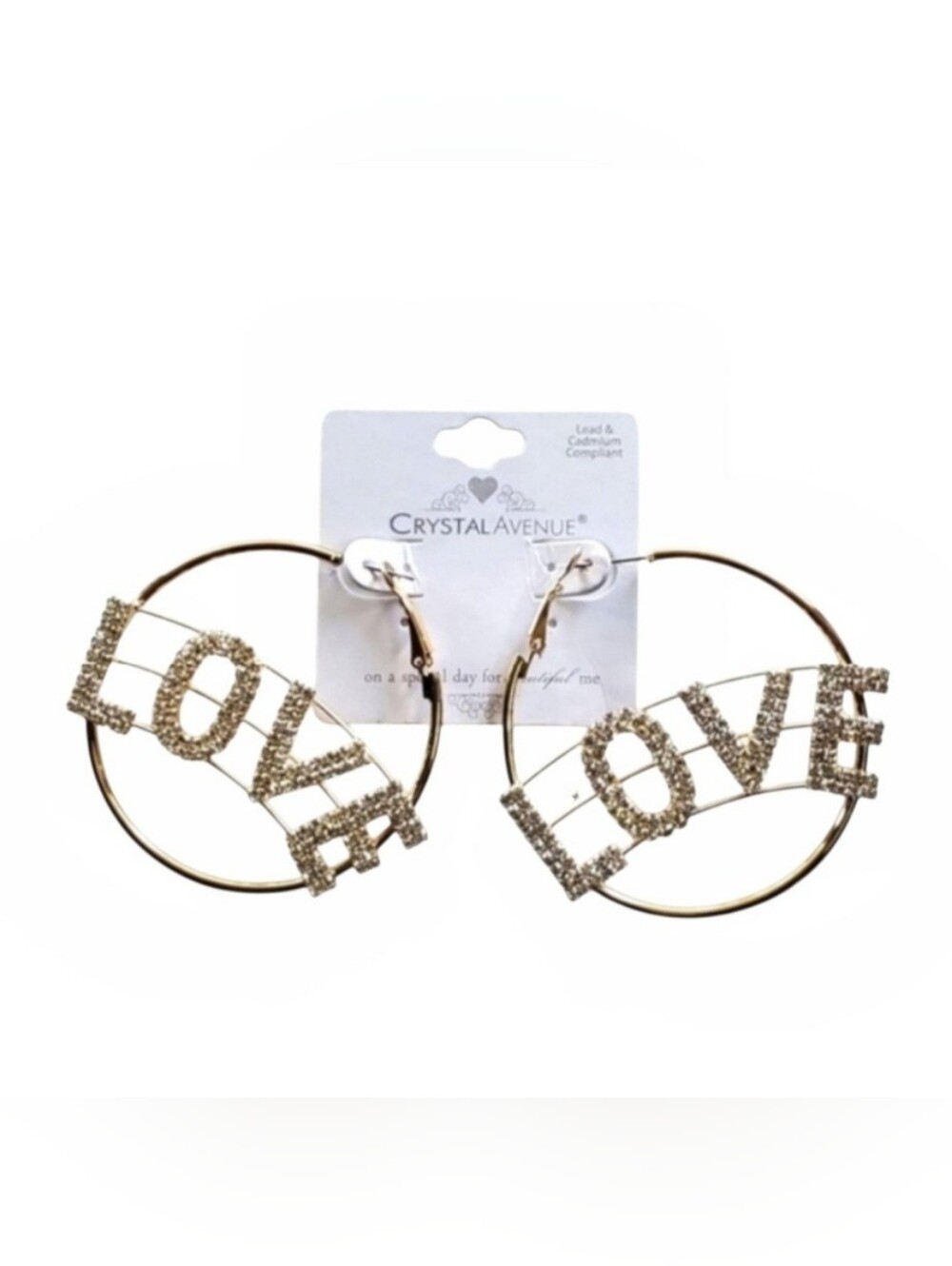 Gold LOVE Hoops with Rhinestones